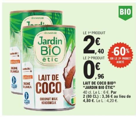 Lait De Coco Bio Jardin Bio Etic
