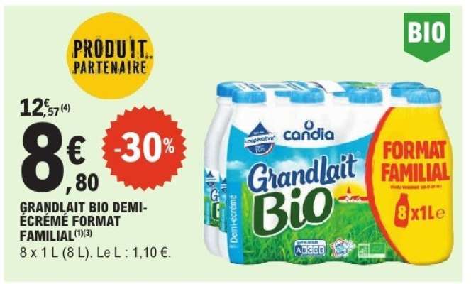 GRANDLAIT BIO DEMI-ÉCRÉME FORMAT FAMILIAL