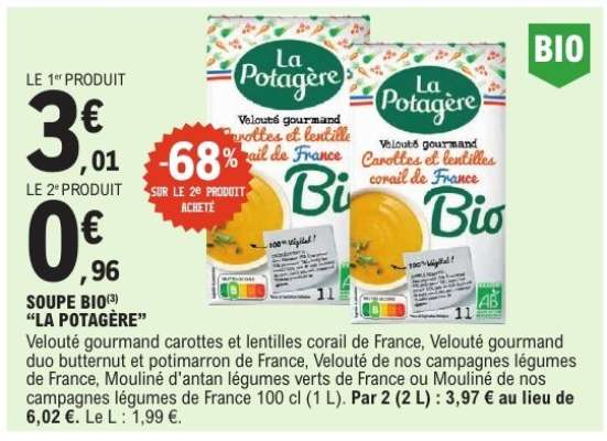SOUPE BIO(3) “LA POTAGÈRE”