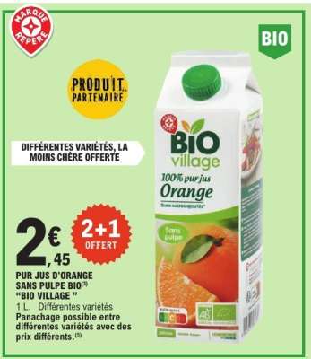 PUR JUS D'ORANGE SANS PULPE BIO