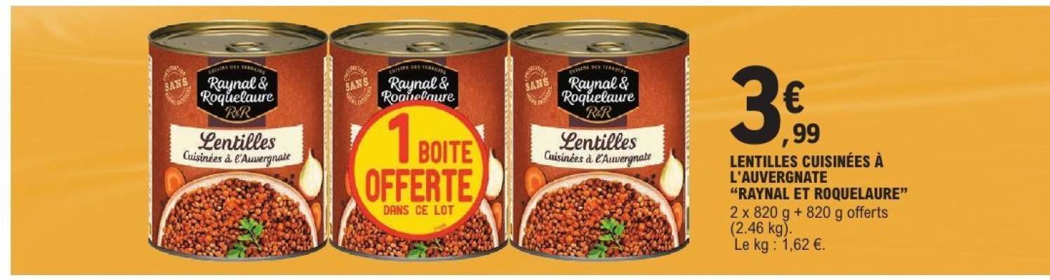 Lentilles Cuisinées À L'auvergnate Raynal Et Roquelaure