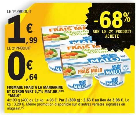 FROMAGE FRAIS À LA MANDARINE ET CITRON VERT 6,7% MAT.GR. "MALO"