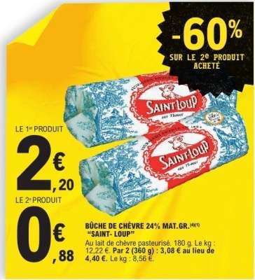 BÛCHE DE CHÈVRE 24% MAT.GR. 'SAINT- LOUP'