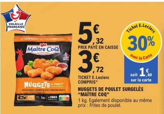 Nuggets De Poulet Surgelés Maître Coq