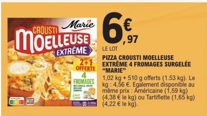 PIZZA CROUSTI MOELLEUSE EXTRÊME 4 FROMAGES SURGELÉE “MARIE”