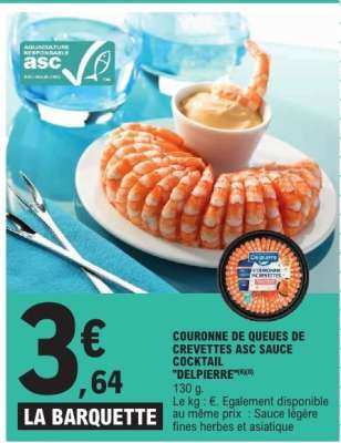 Couronne de queues de crevettes ASC sauce cocktail 'Delpierre'