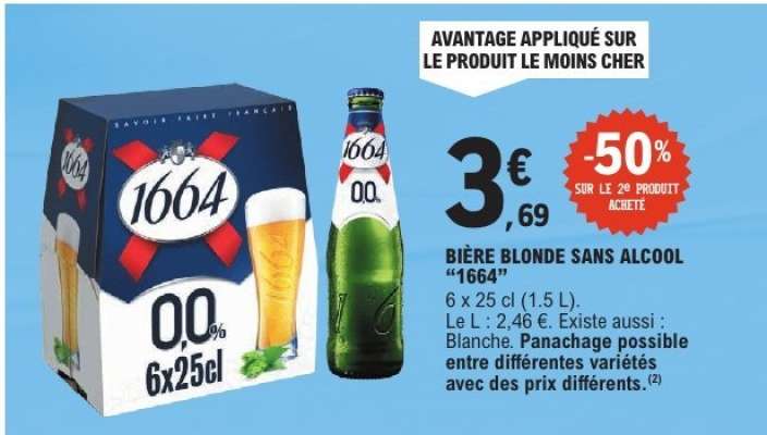 Bière blonde sans alcool 1664