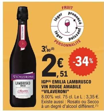 IGP EMILIA LAMBRUSCO VIN ROUGE AMABILE "VILAVERONI"