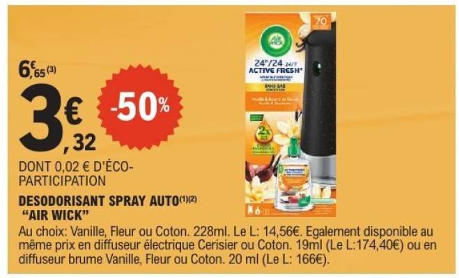DESODORISANT SPRAY AUTO “AIR WICK”