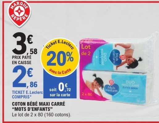 Coton Bébé Maxi Carré 'Mots d'Enfants'