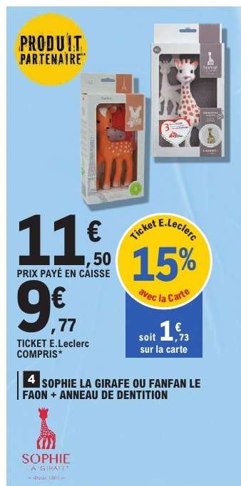 SOPHIE LA GIRAFE OU FANFAN LE FAON + ANNEAU DE DENTITION