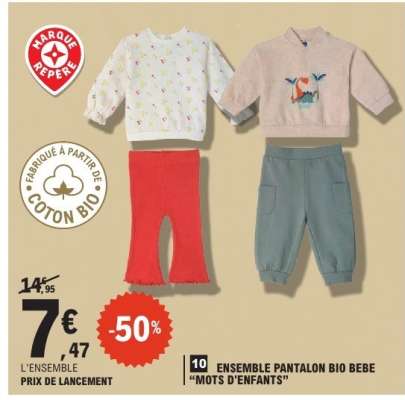 ENSEMBLE PANTALON BIO BEBE "MOTS D'ENFANTS"