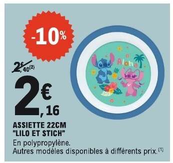 ASSIETTE 22CM "LILO ET STICH"