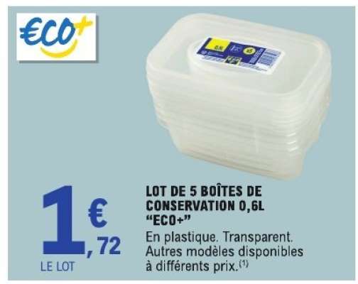 LOT DE 5 BOÎTES DE CONSERVATION 0,6L “ECO+”