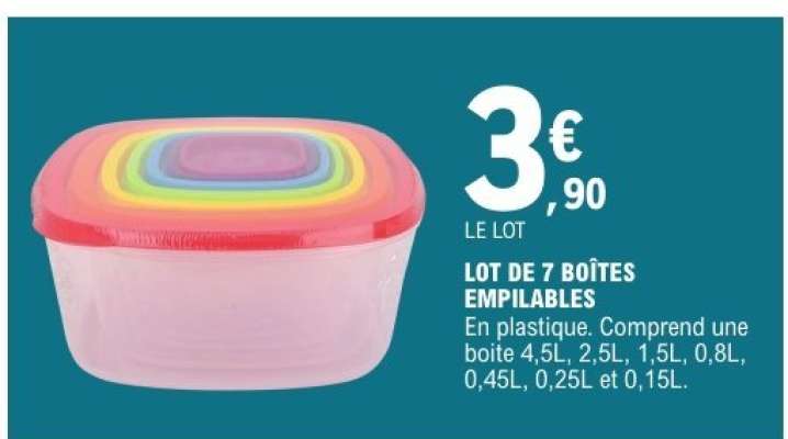 LOT DE 7 BOÎTES EMPILABLES