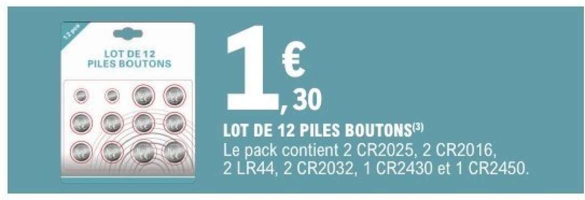 LOT DE 12 PILES BOUTONS