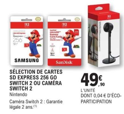 SÉLECTION DE CARTES SD EXPRESS 256 GO SWITCH 2 OU CAMÉRA SWITCH 2