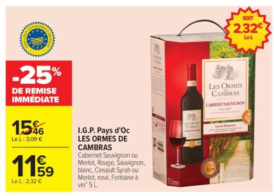 I.G.P. Pays d'Oc LES ORMES DE CAMBRAS