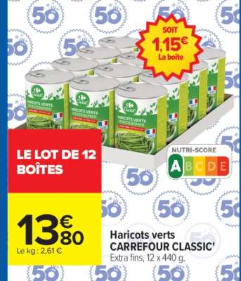 Haricots verts CARREFOUR CLASSIC'