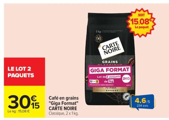 Café en grains "Giga Format" CARTE NOIRE
