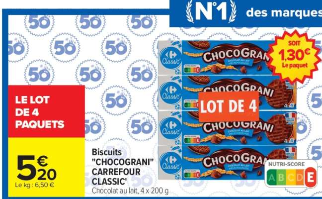 Biscuits "CHOCOGRANI" CARREFOUR CLASSIC