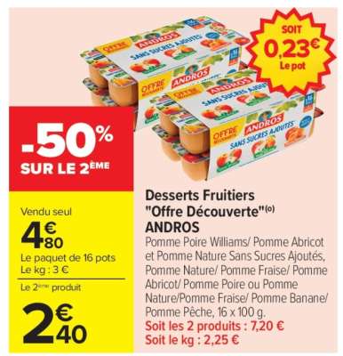 Desserts fruitiers "Offre Découverte" ANDROS