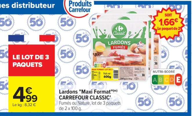 Lardons "Maxi Format" CARREFOUR CLASSIC