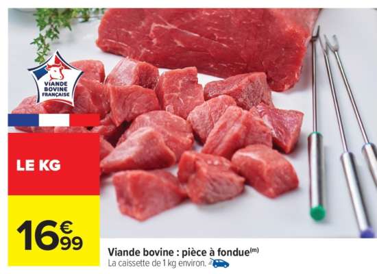 Viande bovine : pièce à fondue