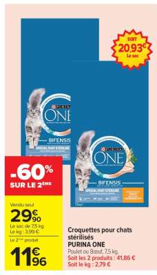 Croquettes pour chats stérilisés PURINA ONE