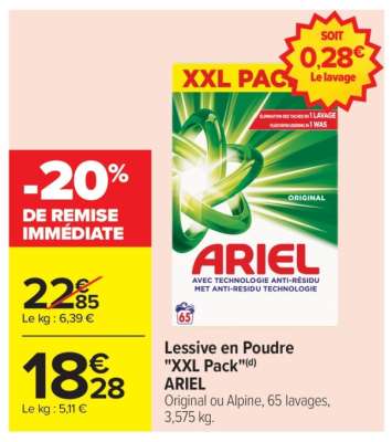 Lessive en Poudre "XXL Pack" ARIEL