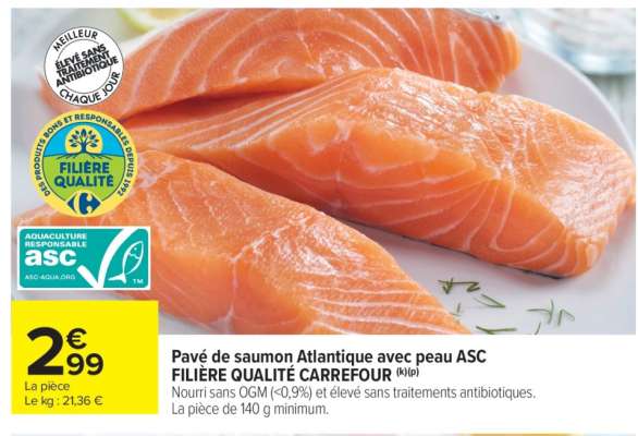 Pavé de saumon Atlantique avec peau ASC