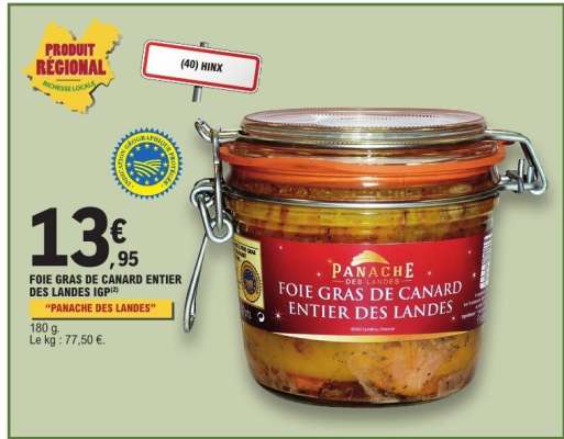 FOIE GRAS DE CANARD ENTIER DES LANDES IGP