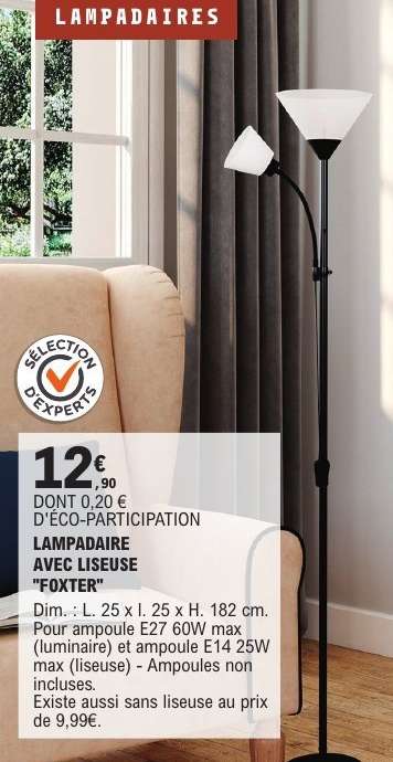 LAMPAIRE AVEC LAMPE DE LECTURE 'FOXTER'