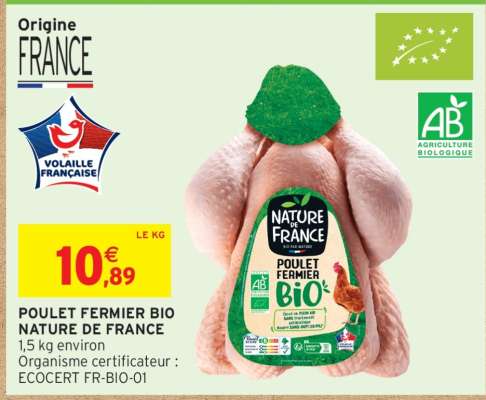 Poulet Fermier Bio Nature de France