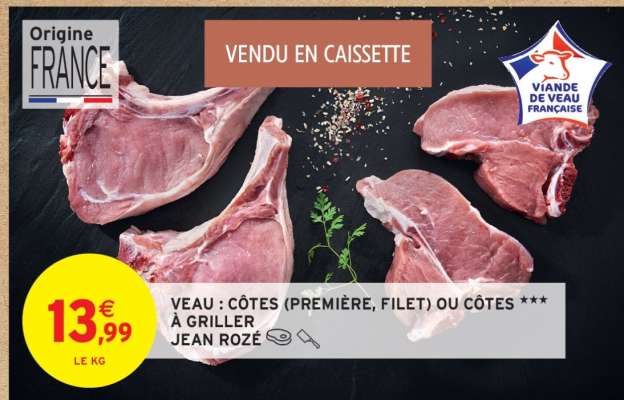 VEAU : CÔTES (PREMIÈRE, FILET) OU CÔTES ***