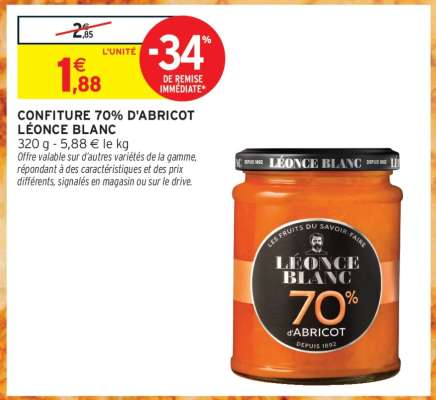CONFITURE 70% D'ABRICOT LÉONCE BLANC