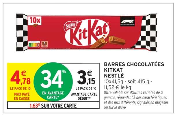 BARRES CHOCOLATÉES KITKAT NESTLÉ