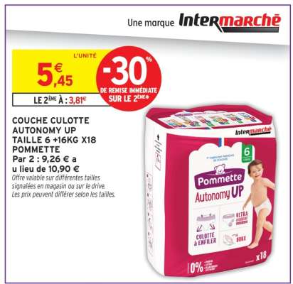 COUCHE CULOTTE AUTONOMY UP TAILLE 6 +16KG X18 POMMETTE