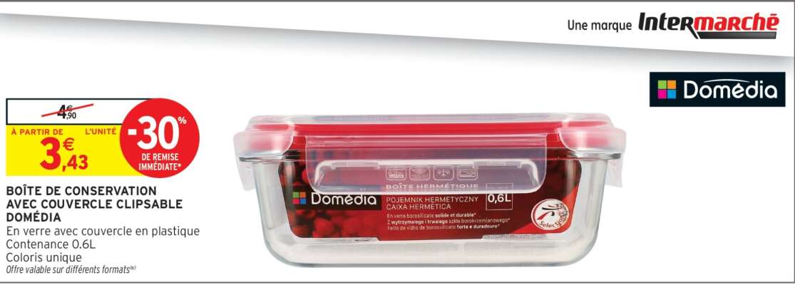 BOÎTE DE CONSERVATION AVEC COUVERCLE CLIPSABLE DOMÉDIA