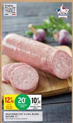 SAUCISSON CUIT A L'AIL BLANC NATURE