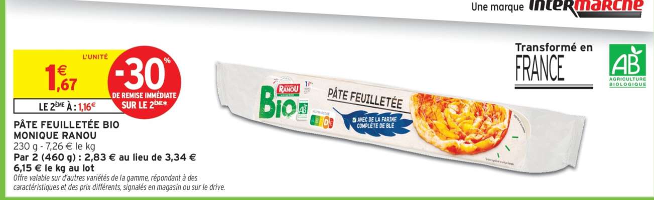 PÂTE FEUILLETÉE BIO MONIQUE RANOU