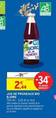 Jus de pruneaux bio Bjorg
