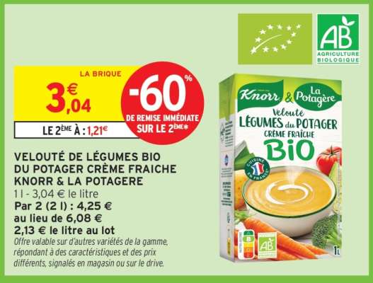 VELOUTÉ DE LÉGUMES BIO DU POTAGER CRÈME FRAICHE KNORR & LA POTAGERE