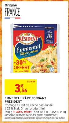 Emmental Râpé Fondant PRÉSIDENT