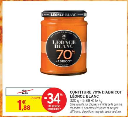 CONFITURE 70% D'ABRICOT LÉONCE BLANC