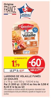 Lardons de Volaille Fumés Le Gaulois