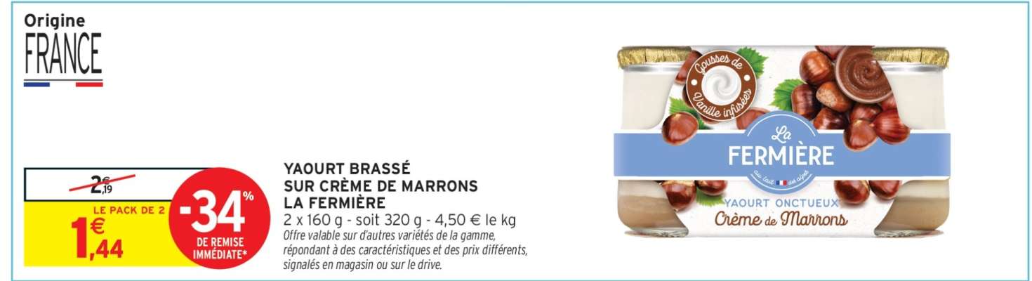 YAOURT BRASSÉ SUR CRÈME DE MARRONS LA FERMIÈRE