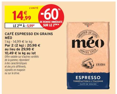 CAFÉ ESPRESSO EN GRAINS MÉO