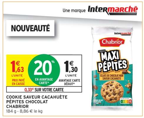 COOKIE SAVEUR CACAHUÈTE PÉPITES CHOCOLAT CHABRIOR