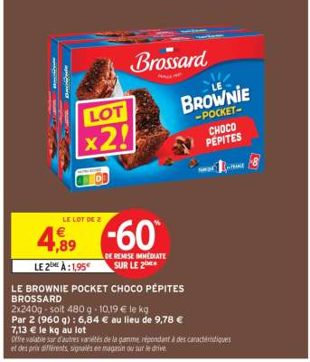 Le Brownie Pocket Choco Pépites Brossard